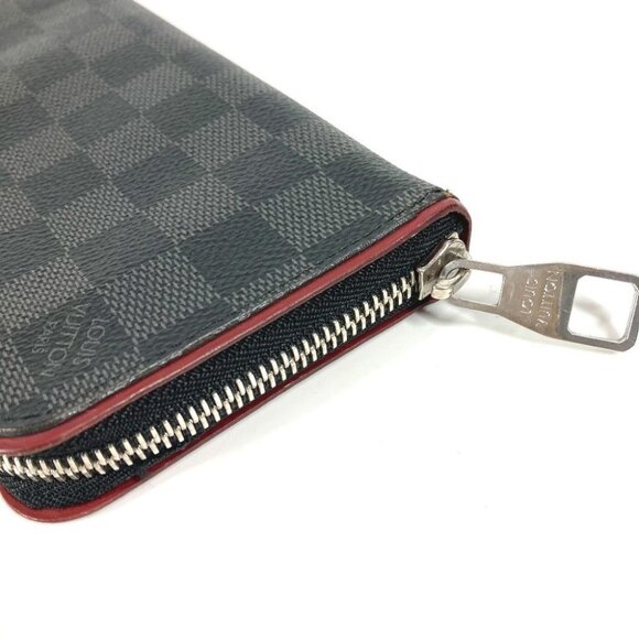 LOUIS VUITTON Damier Graphite Zippy Wallet Zip Around Wallet Black/Red - Picture 5 of 16